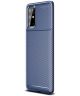Samsung Galaxy S20 Plus Hoesje Geborsteld Carbon Blauw