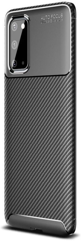 Samsung Galaxy S20 Hoesje Geborsteld Carbon Flexibele Back Cover Zwart afbeelding 1