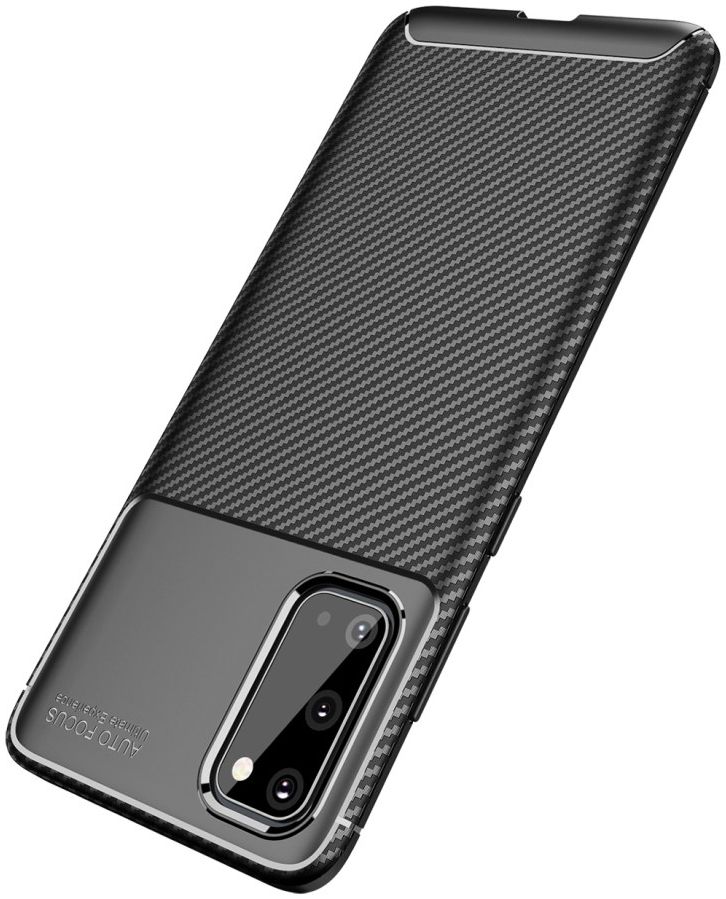Samsung Galaxy S20 Hoesje Geborsteld Carbon Flexibele Back Cover Zwart afbeelding 6