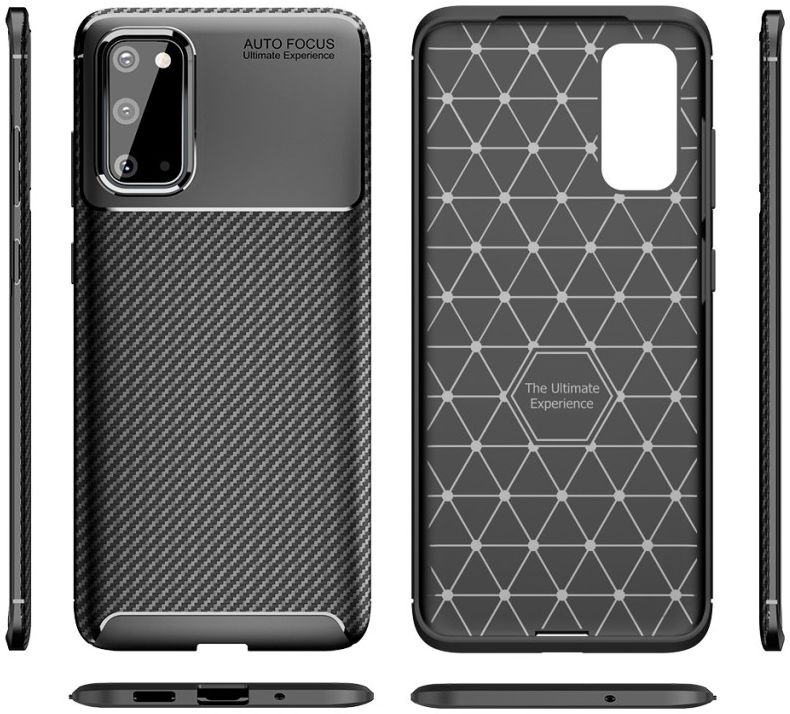 Samsung Galaxy S20 Hoesje Geborsteld Carbon Flexibele Back Cover Zwart afbeelding 10