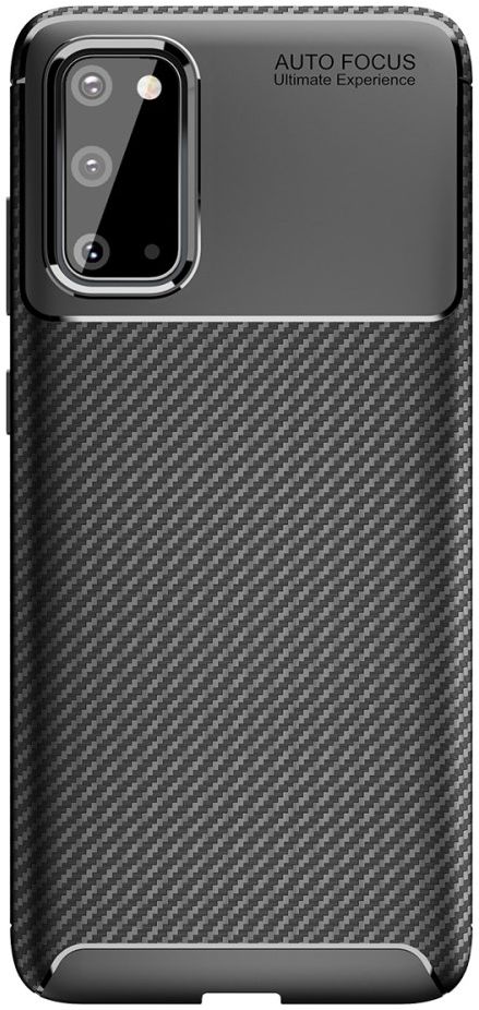 Samsung Galaxy S20 Hoesje Geborsteld Carbon Flexibele Back Cover Zwart afbeelding 5