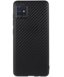Samsung Galaxy A51 Hoesje TPU Carbon Design Zwart