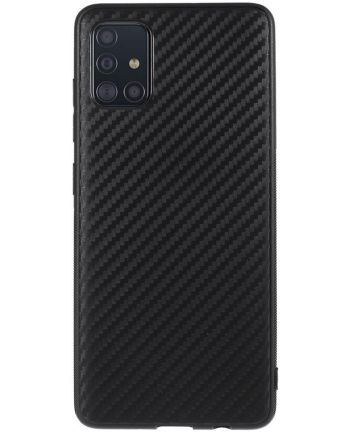 Samsung Galaxy A51 Hoesje TPU Carbon Design Zwart Hoesjes