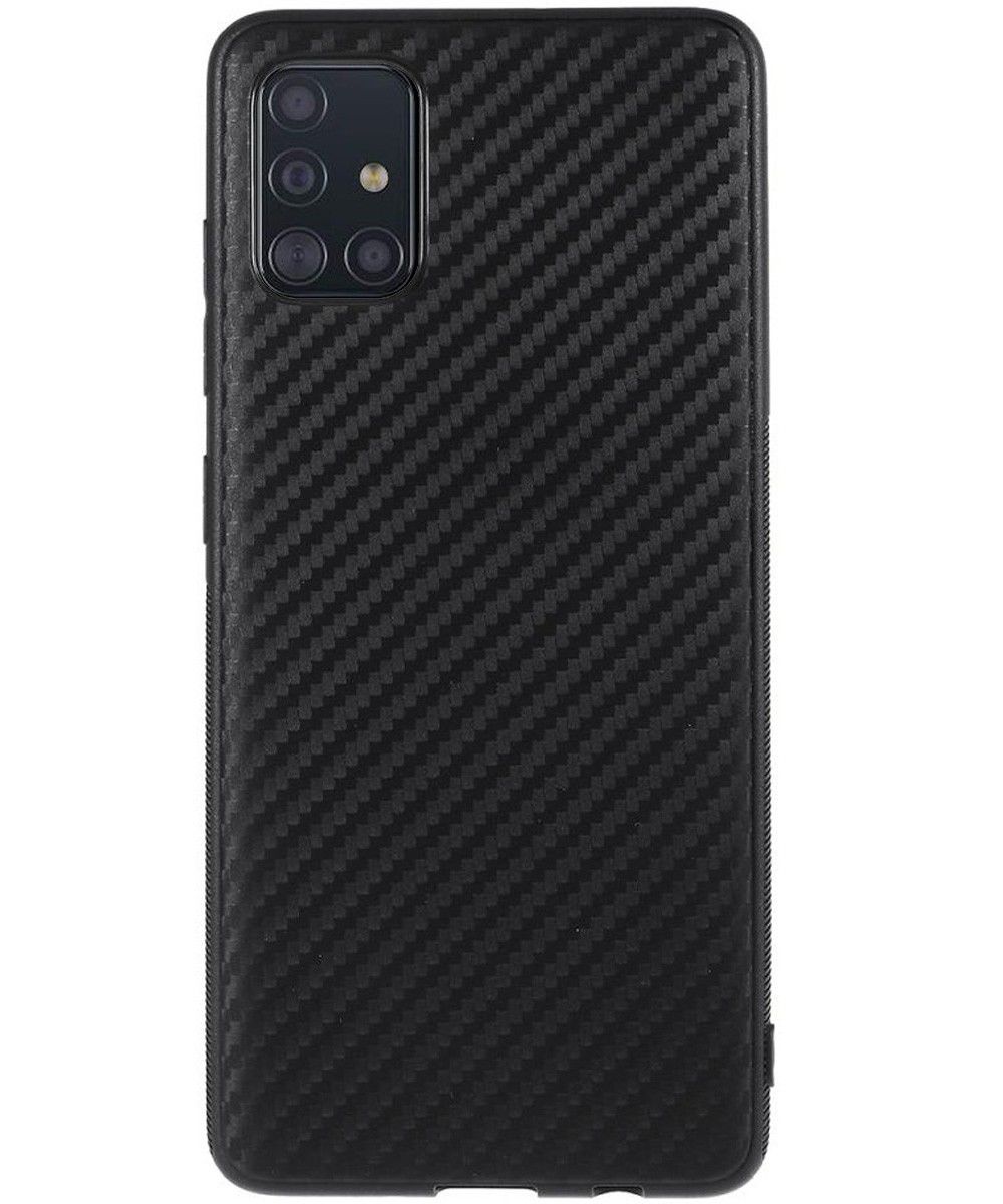 Samsung Galaxy A51 Hoesje TPU Carbon Design Zwart afbeelding 1