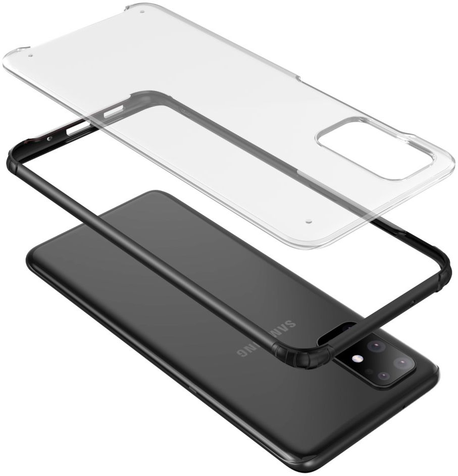 Samsung Galaxy S20 Plus Hoesje Slim Fit Hybride Transparant/Zwart afbeelding 2