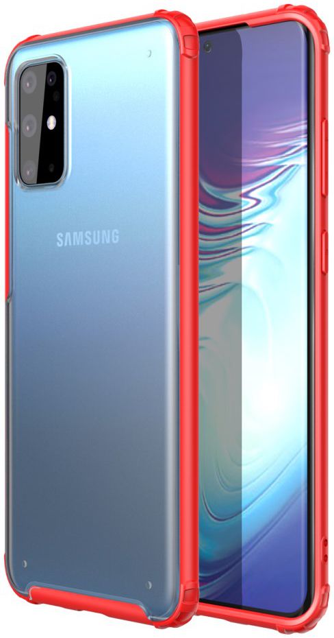 Samsung Galaxy S20 Plus Hoesje Slim Fit Hybride Transparant/Rood afbeelding 1