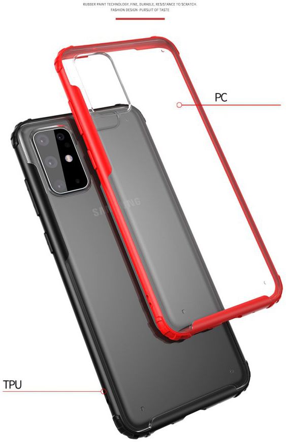 Samsung Galaxy S20 Plus Hoesje Slim Fit Hybride Transparant/Rood afbeelding 4