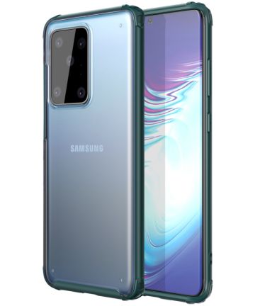Samsung Galaxy S20 Ultra Hoesje Slim Fit Hybride Transparant/Groen Hoesjes