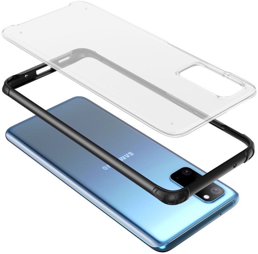 Samsung Galaxy S20 Hoesje Slim Fit Hybride Transparant/Zwart afbeelding 2