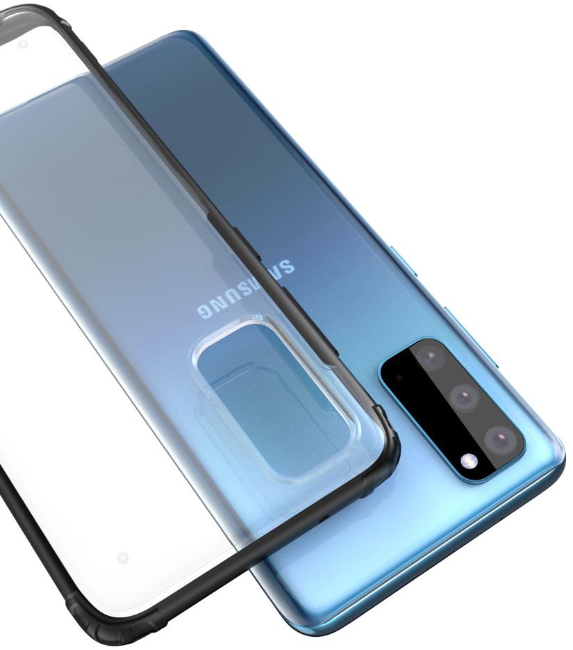 Samsung Galaxy S20 Hoesje Slim Fit Hybride Transparant/Zwart afbeelding 4