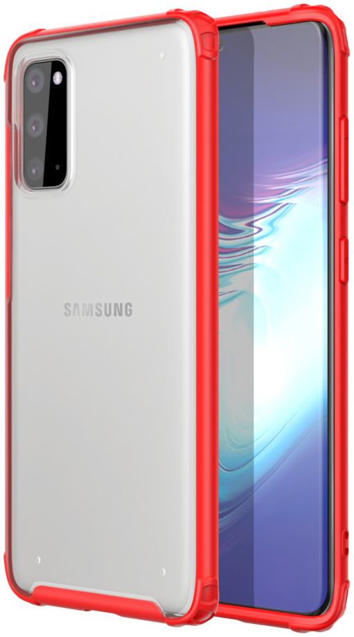 Samsung Galaxy S20 Hoesje Slim Fit Hybride Transparant/Rood afbeelding 1