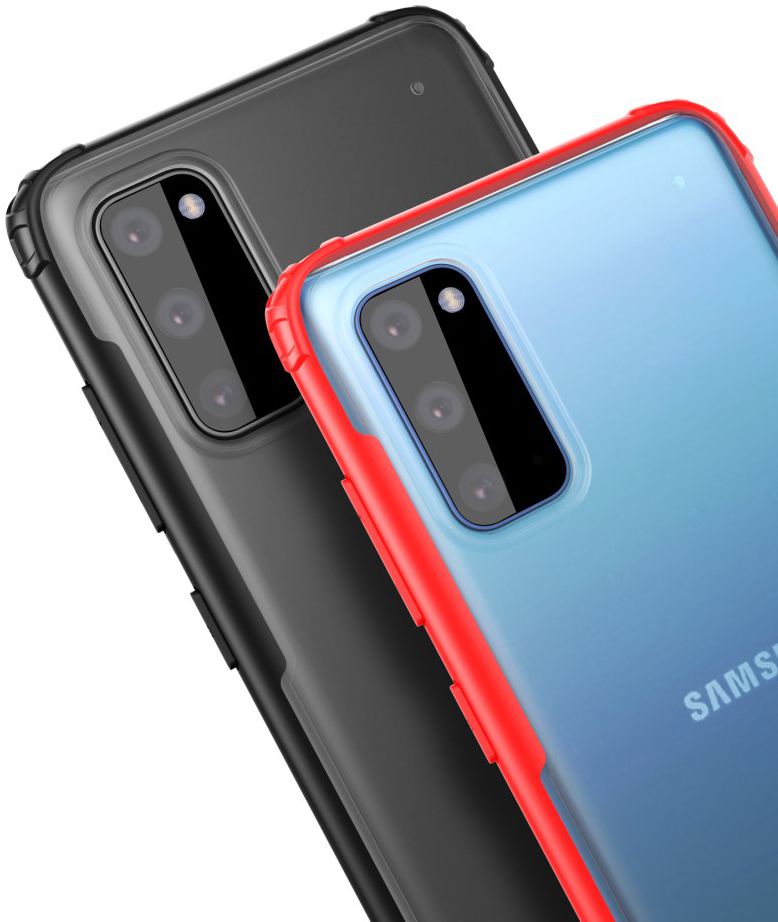 Samsung Galaxy S20 Hoesje Slim Fit Hybride Transparant/Rood afbeelding 5