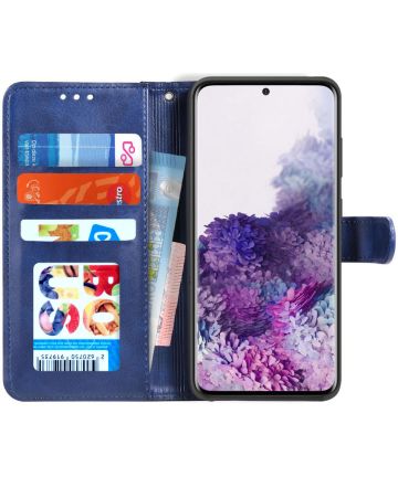 Samsung Galaxy S20 Hoesje Wallet Book Case Voor Pasjes Lines Blauw Hoesjes