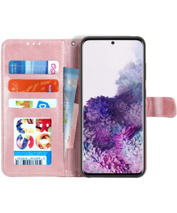 Samsung Galaxy S20 Hoesje Wallet Book Case Voor Pasjes Lines Roze Hoesjes