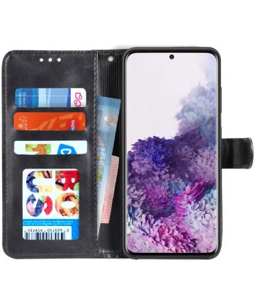 Samsung Galaxy S20 Hoesje Wallet Book Case Voor Pasjes Lines Zwart Hoesjes