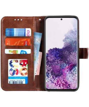 Samsung Galaxy S20 Hoesje Wallet Book Case Voor Pasjes Lines Bruin Hoesjes