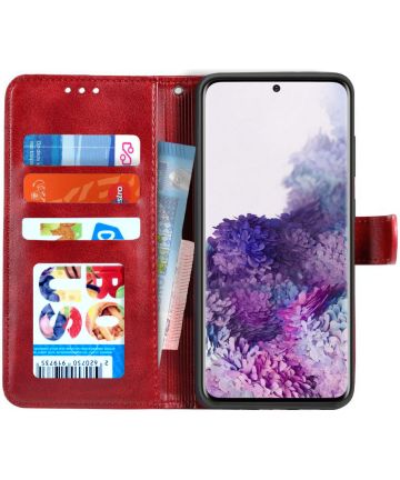 Samsung Galaxy S20 Hoesje Wallet Book Case Voor Pasjes Lines Rood Hoesjes