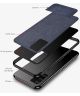 Samsung Galaxy A51 Hoesje Hybride Katoen / Leer Textuur Zwart