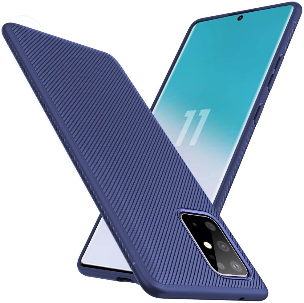Samsung Galaxy S20 Plus Hoesje Twill Slim Textuur Blauw afbeelding 2