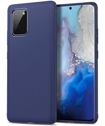 Samsung Galaxy S20 Hoesje Twill Slim Textuur Blauw Hoesjes