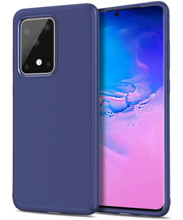 Samsung Galaxy S20 Ultra Hoesje Twill Slim Textuur Blauw Hoesjes