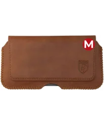 Rosso Deluxe Hoesje Belt Case Met Riemlus Echt Leer Medium Bruin afbeelding