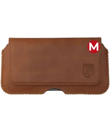 Rosso Deluxe Hoesje Belt Case Met Riemlus Echt Leer Medium Bruin Hoesjes