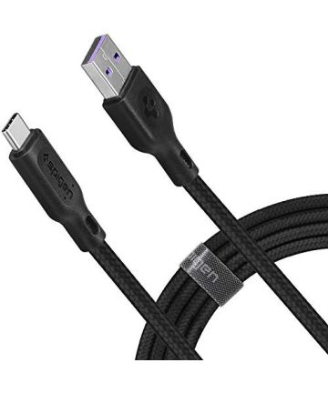 Spigen DuraSync Fast Charge USB naar USB-C Kabel 1.5m Zwart Kabels