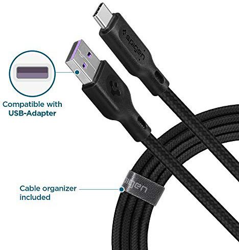 Spigen DuraSync Fast Charge USB naar USB-C Kabel 1.5m Zwart afbeelding 2