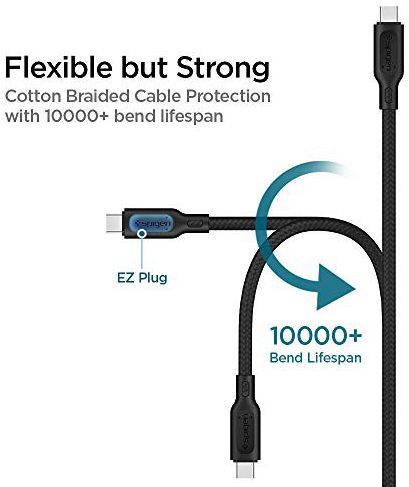 Spigen DuraSync Fast Charge USB naar USB-C Kabel 1.5m Zwart afbeelding 3