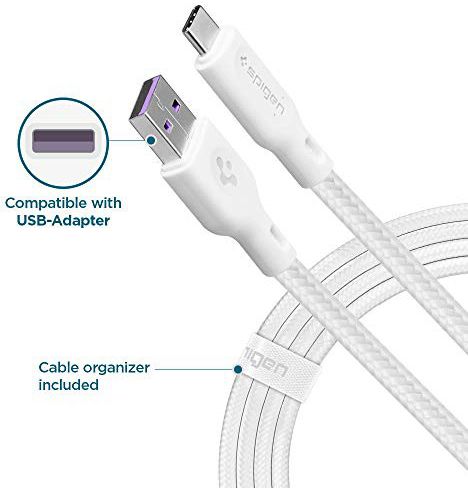 Spigen DuraSync Fast Charge USB naar USB-C Kabel 1.5m Wit afbeelding 2