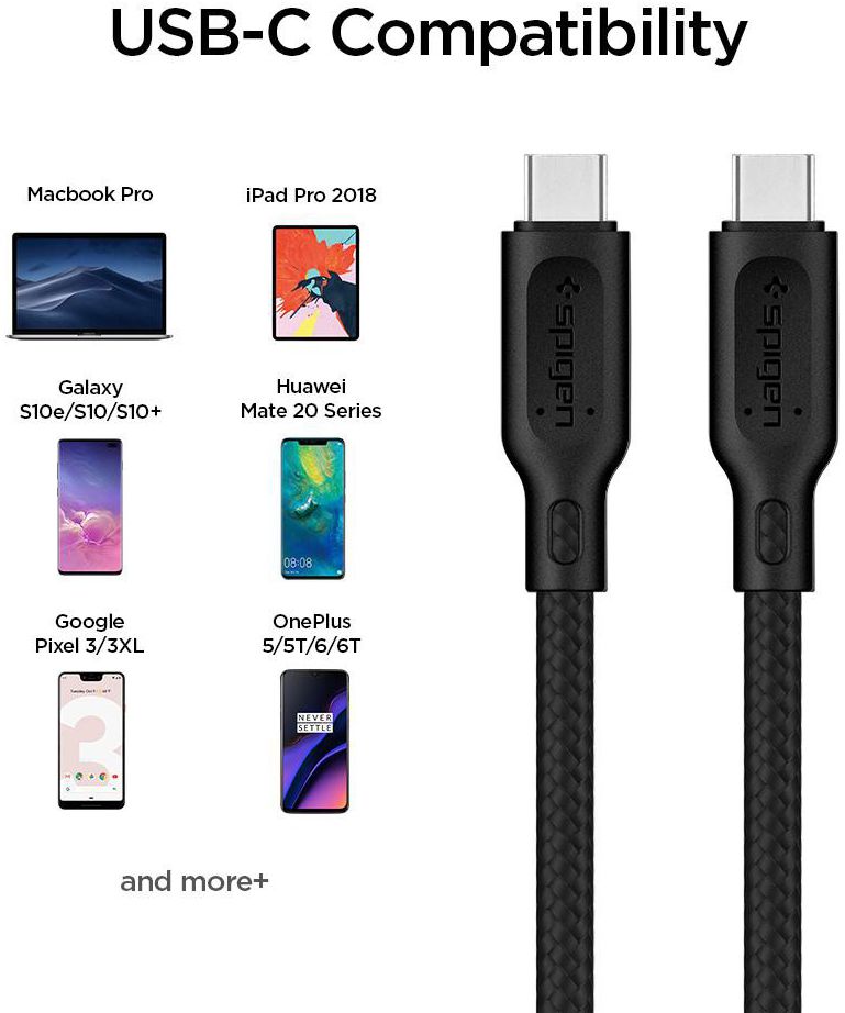 Spigen DuraSync Fast Charge USB-C naar USB-C 2.0 Kabel 1.5m Zwart afbeelding 10