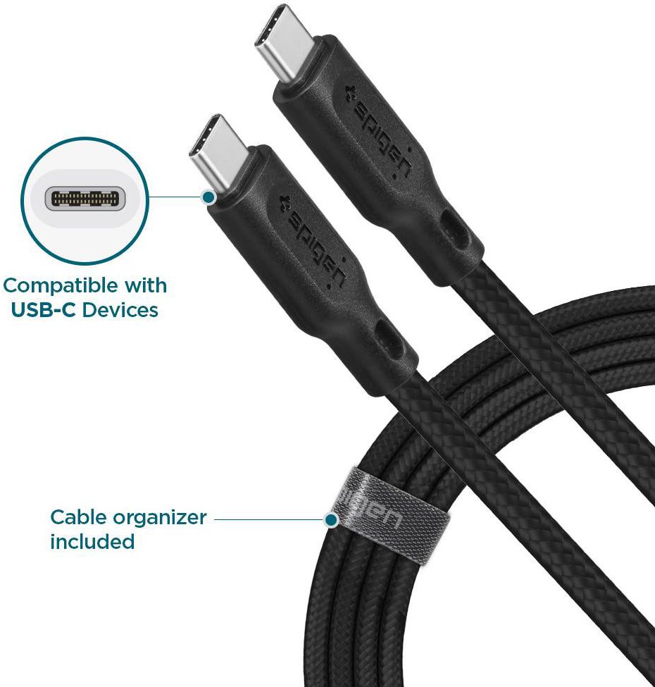 Spigen DuraSync Fast Charge USB-C naar USB-C 2.0 Kabel 1.5m Zwart afbeelding 5