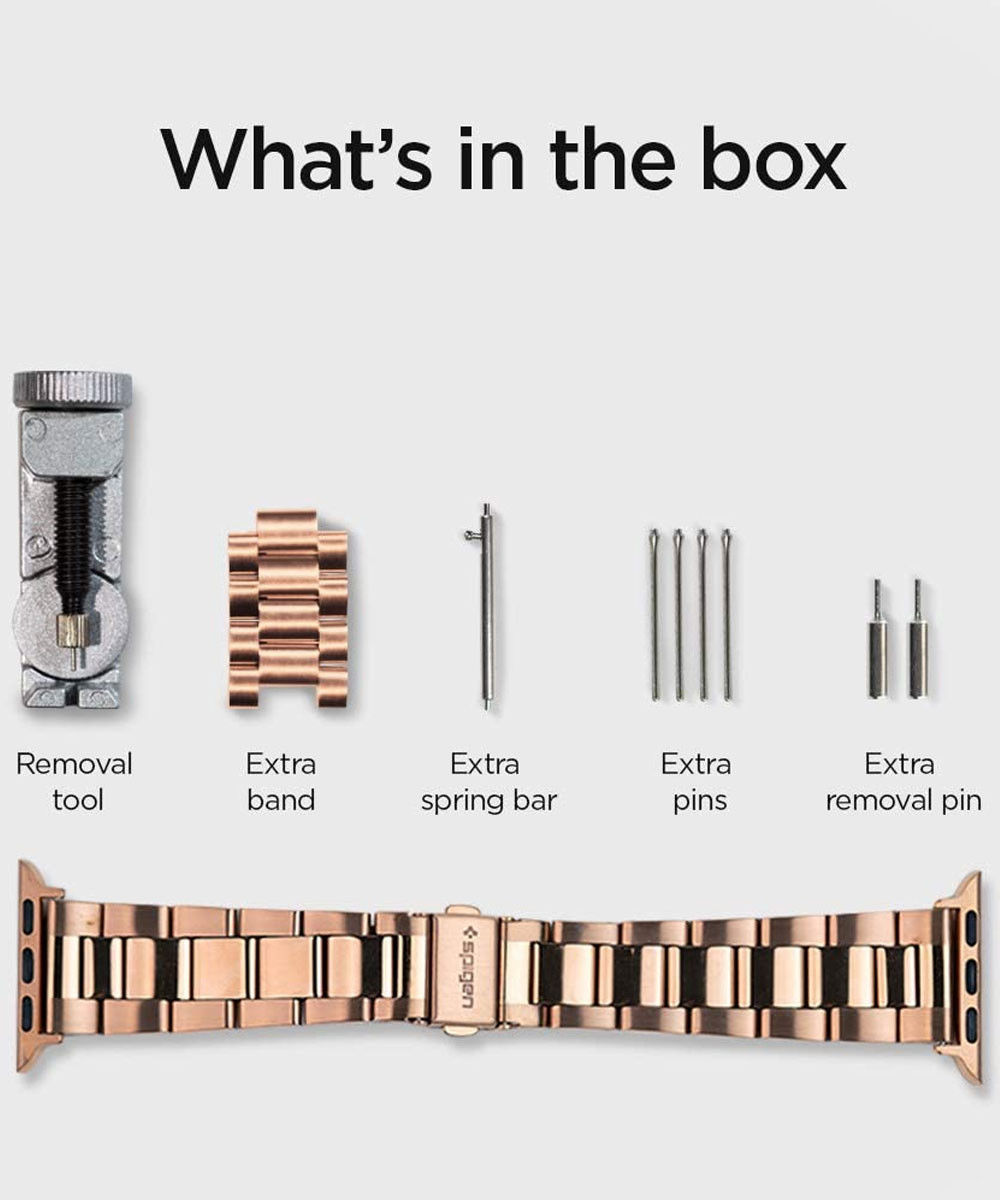 Spigen - Modern Fit Apple Watch Bandje - 1-9/SE 41MM/40MM/38MM - RVS - Roze Goud afbeelding 7