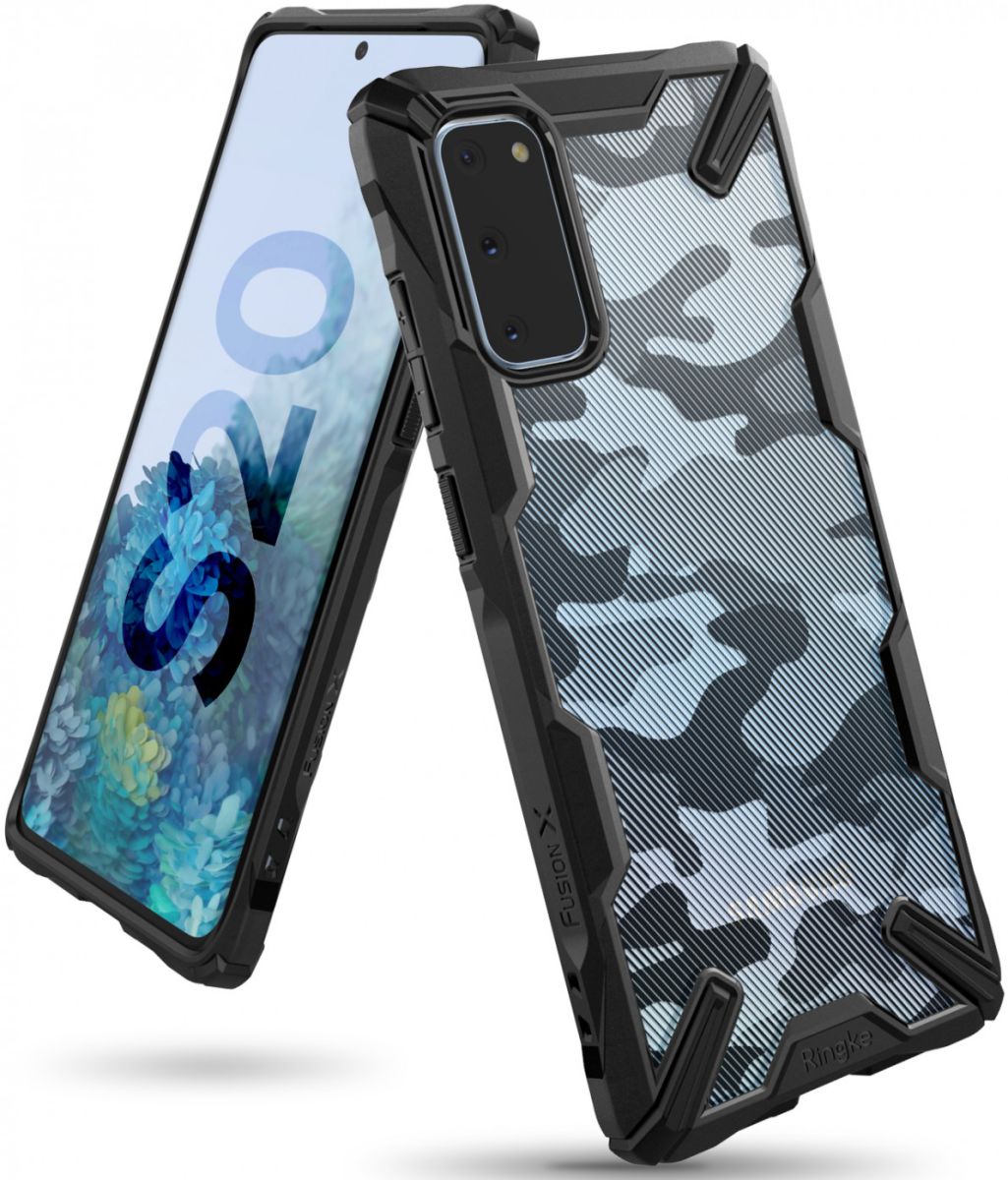 Ringke Fusion X Samsung Galaxy S20 Hoesje Camo Design Zwart afbeelding 1