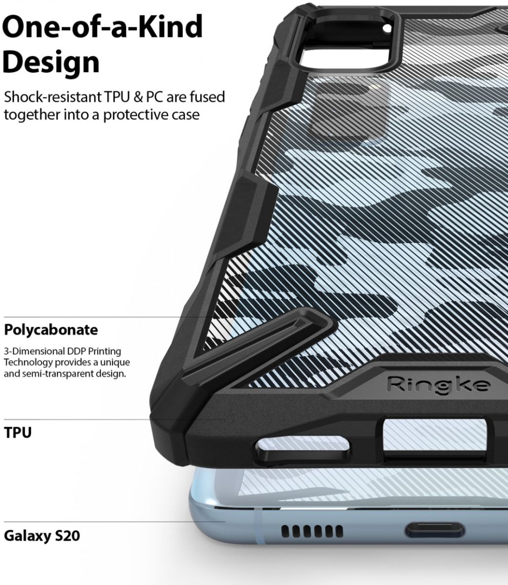 Ringke Fusion X Samsung Galaxy S20 Hoesje Camo Design Zwart afbeelding 6