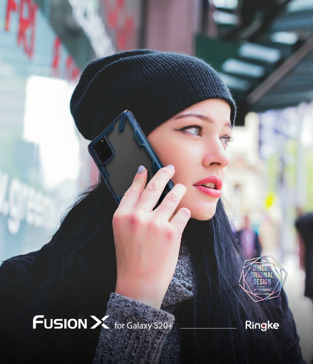 Ringke Fusion X Samsung Galaxy S20 Plus Hoesje Transparant/Blauw afbeelding 14
