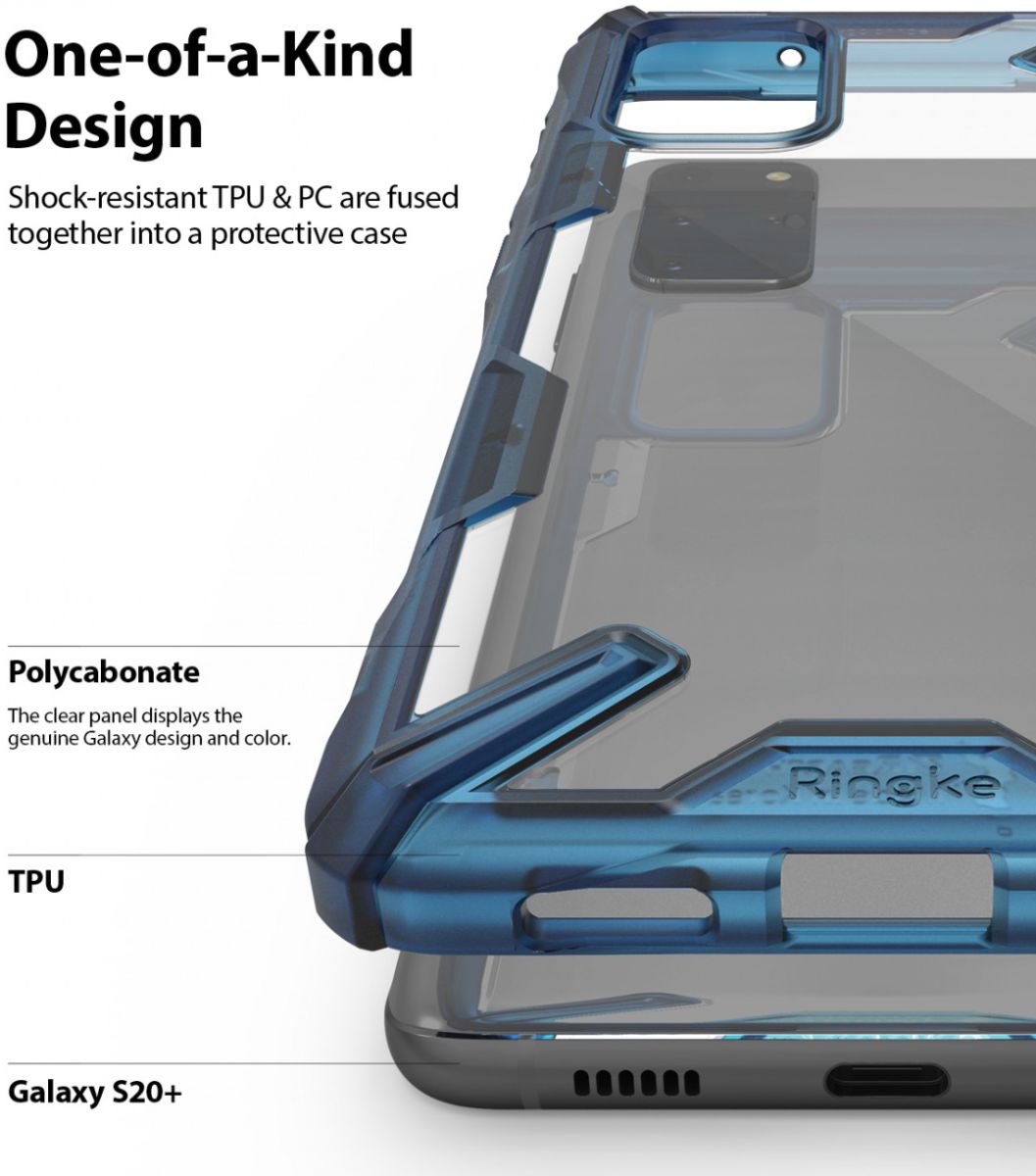 Ringke Fusion X Samsung Galaxy S20 Plus Hoesje Transparant/Blauw afbeelding 7