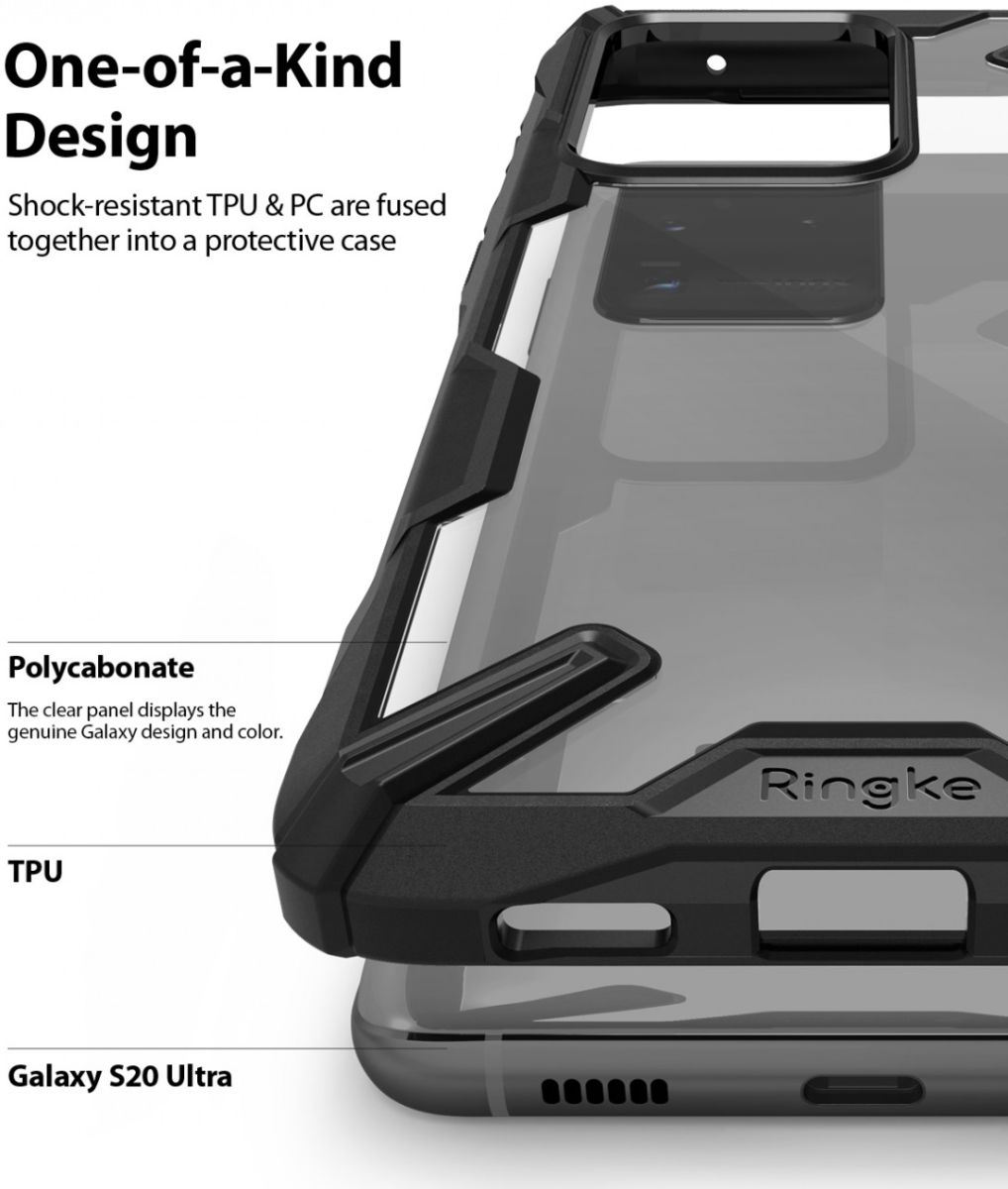 Ringke Fusion X Samsung Galaxy S20 Ultra Hoesje Transparant/Zwart afbeelding 7