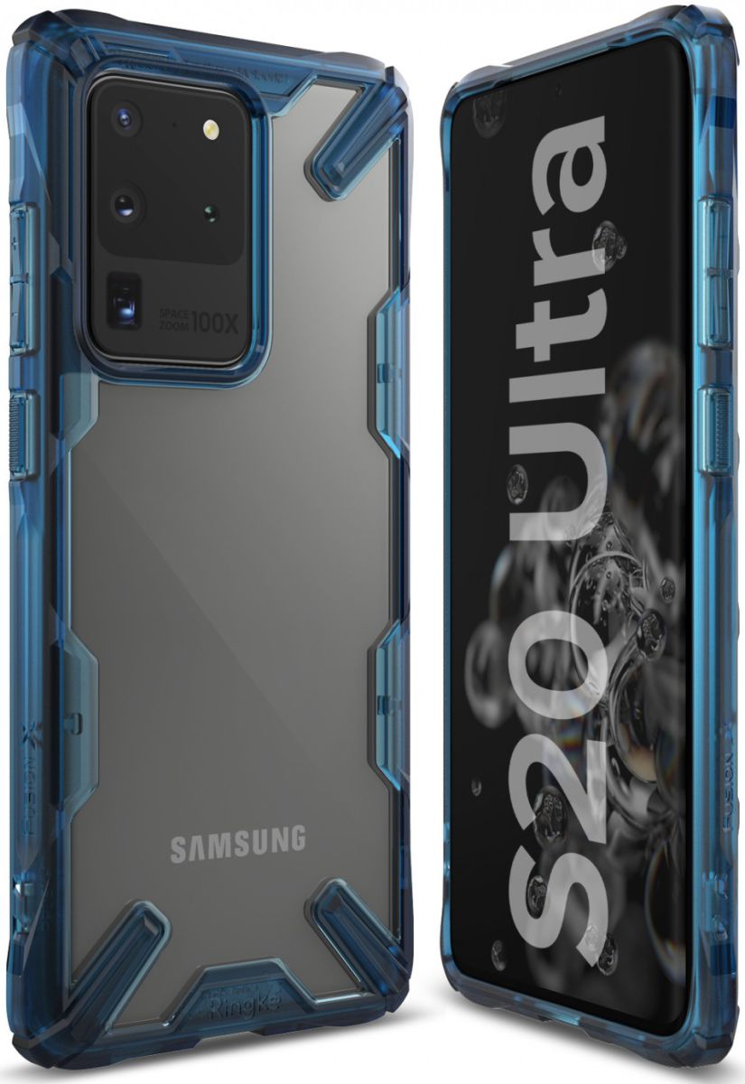 Ringke Fusion X Samsung Galaxy S20 Ultra Hoesje Transparant/Blauw afbeelding 5
