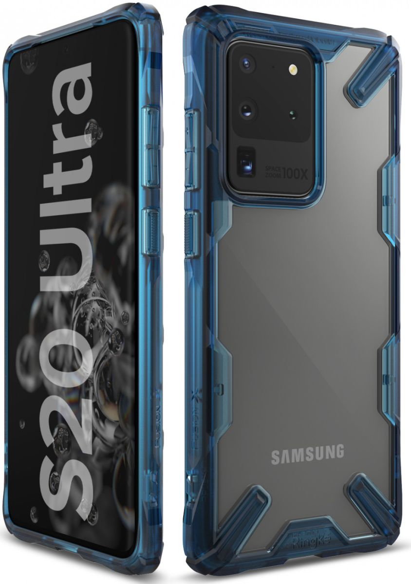 Ringke Fusion X Samsung Galaxy S20 Ultra Hoesje Transparant/Blauw afbeelding 6