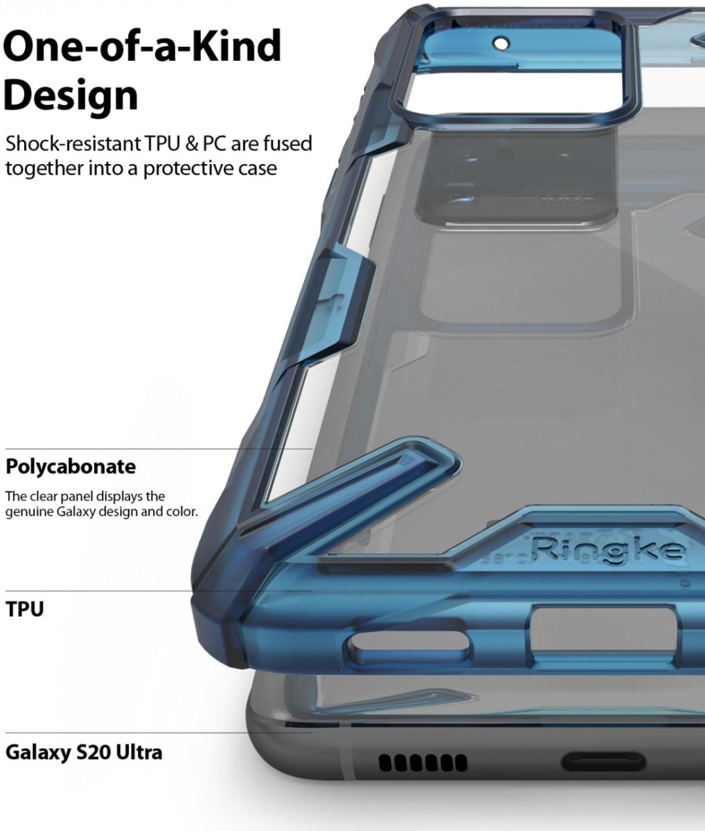 Ringke Fusion X Samsung Galaxy S20 Ultra Hoesje Transparant/Blauw afbeelding 7