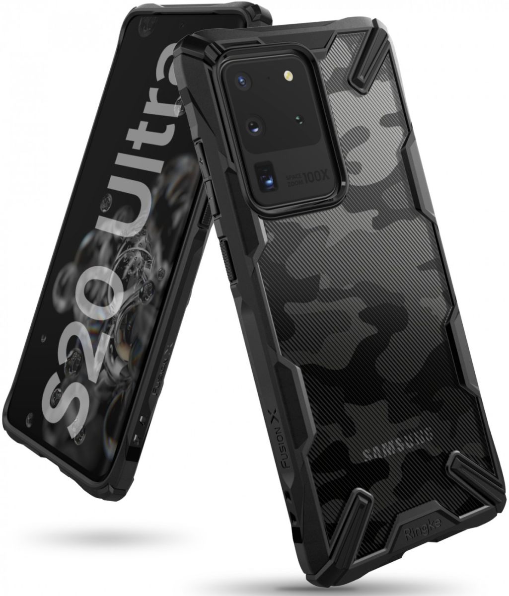 Ringke Fusion X Samsung Galaxy S20 Ultra Hoesje Camo Design Zwart afbeelding 1