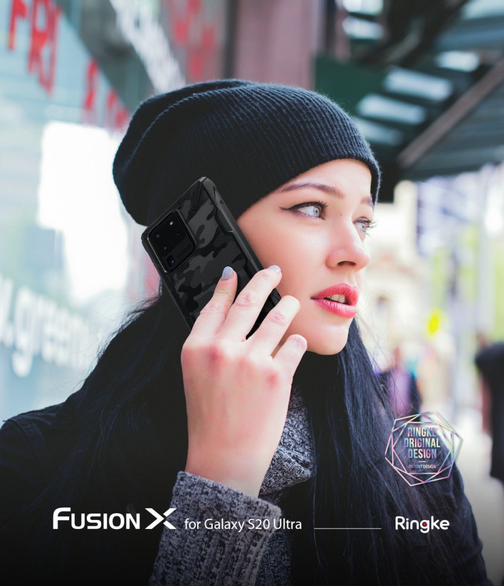 Ringke Fusion X Samsung Galaxy S20 Ultra Hoesje Camo Design Zwart afbeelding 14