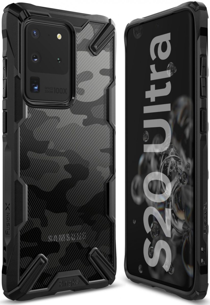 Ringke Fusion X Samsung Galaxy S20 Ultra Hoesje Camo Design Zwart afbeelding 5