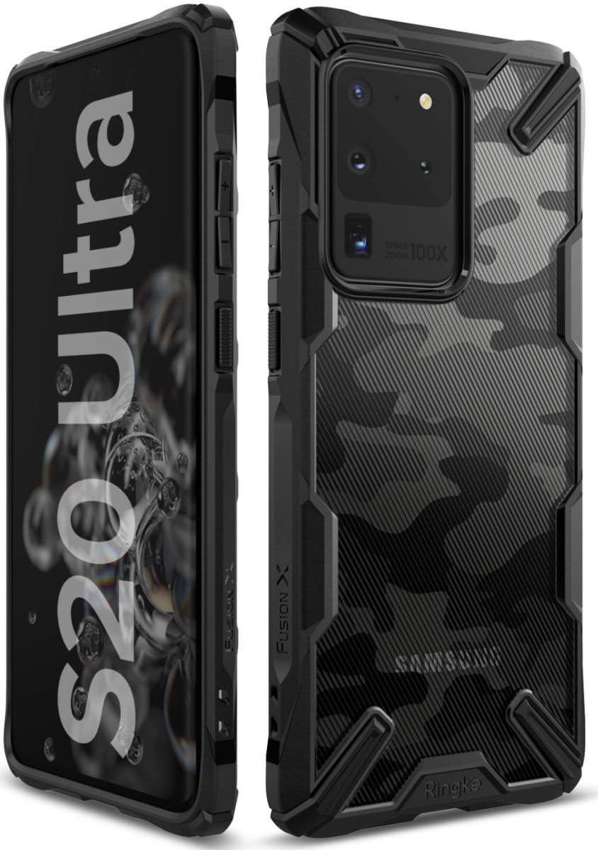 Ringke Fusion X Samsung Galaxy S20 Ultra Hoesje Camo Design Zwart afbeelding 6