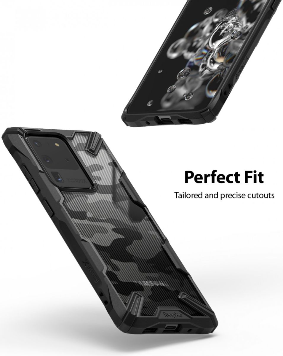 Ringke Fusion X Samsung Galaxy S20 Ultra Hoesje Camo Design Zwart afbeelding 9