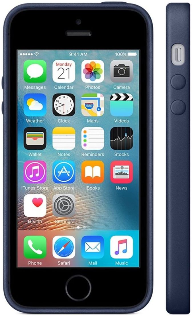 Originele Apple iPhone SE Leather Case Midnight Blue afbeelding 2