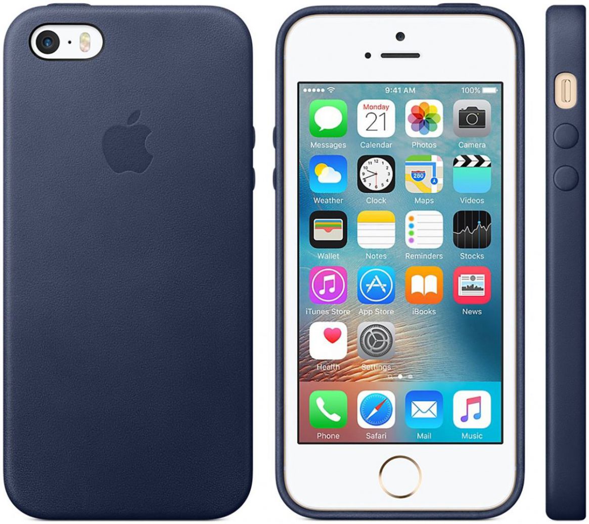 Originele Apple iPhone SE Leather Case Midnight Blue afbeelding 3