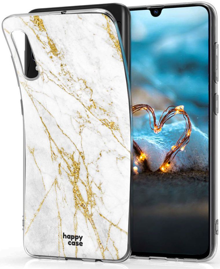 HappyCase Samsung Galaxy A70 Flexibel TPU Hoesje Wit Marmer Print afbeelding 2
